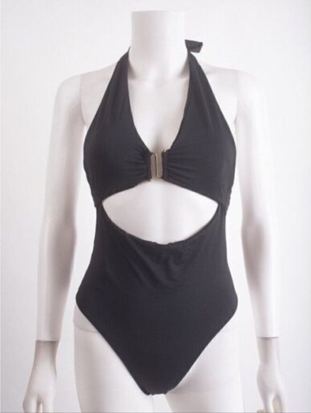 Zara Black Cutout Halter One-Piece Swimsuit
